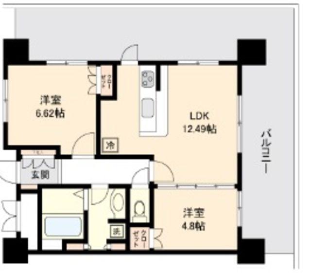 リボンシティコミュニティ(2LDK/8階)の間取り写真