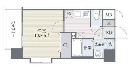 S-FORT姪浜(1K/6階)の間取り写真