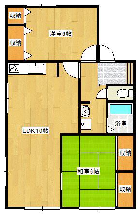 セジュール山口 パート2(2LDK/2階)の間取り写真