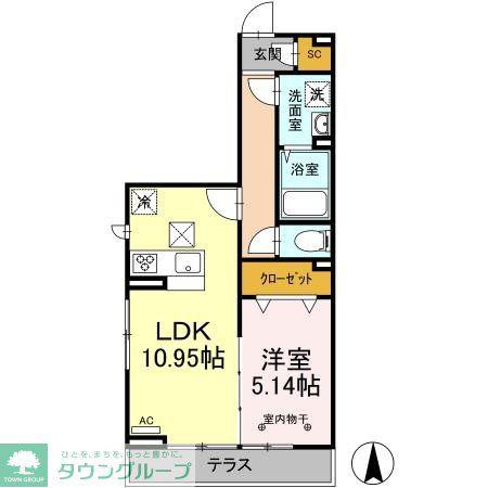 マウナケア(1LDK/1階)の間取り写真