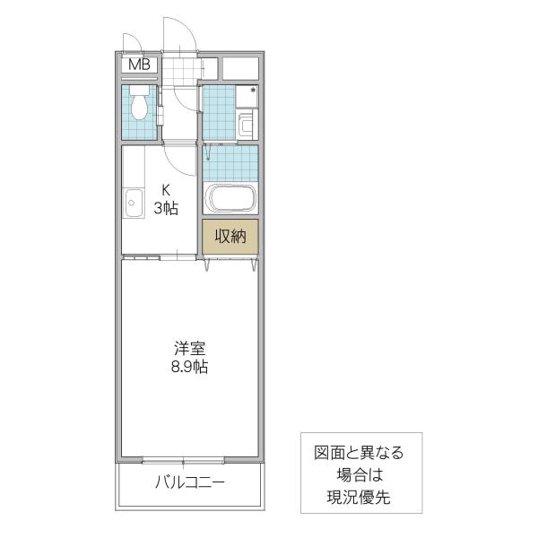 プレスト水戸中央(1K/4階)の間取り写真
