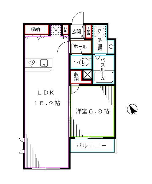 アール・プレイス(1LDK/1階)の間取り写真