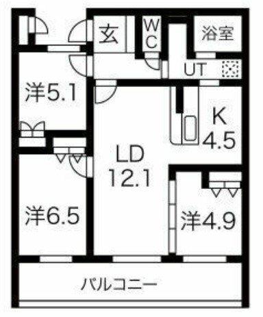 アクレール小笹南坂(3LDK/2階)の間取り写真