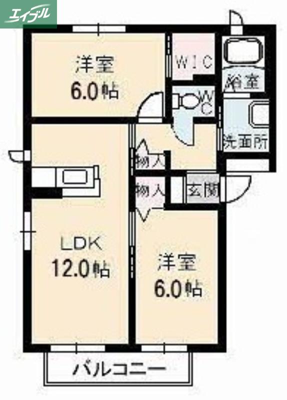 シャーメゾンANTICA(2LDK/2階)の間取り写真