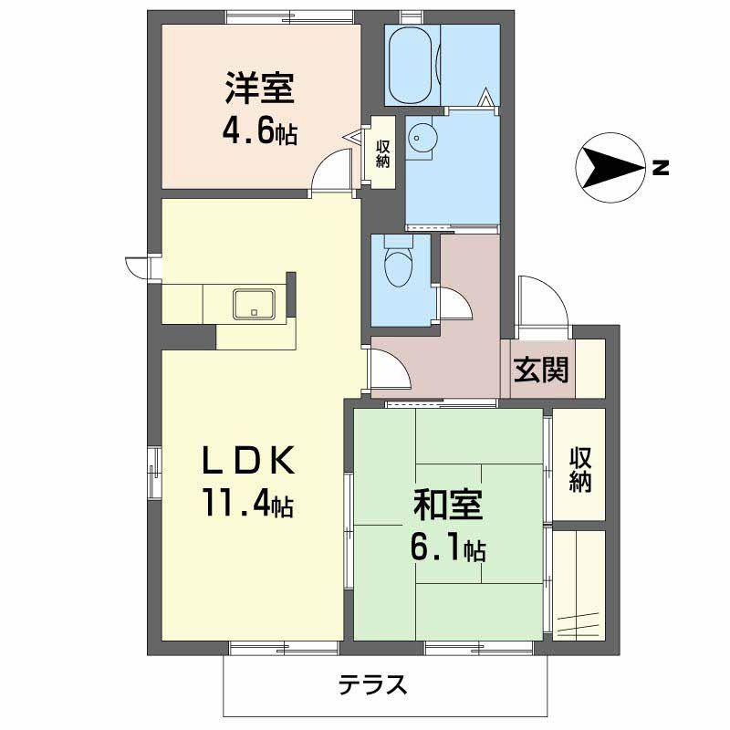 ライン大和C(2LDK/1階)の間取り写真