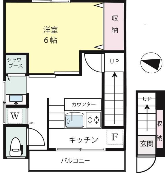 上馬1丁目アパート(1K/2階)の間取り写真