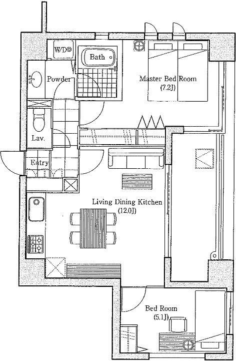 LANAITOWNRENAISSANCEGRANDHIGHRISE(2LDK/4階)の間取り写真