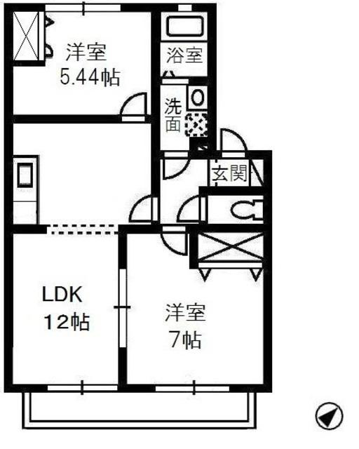 アムールA棟(2LDK/2階)の間取り写真
