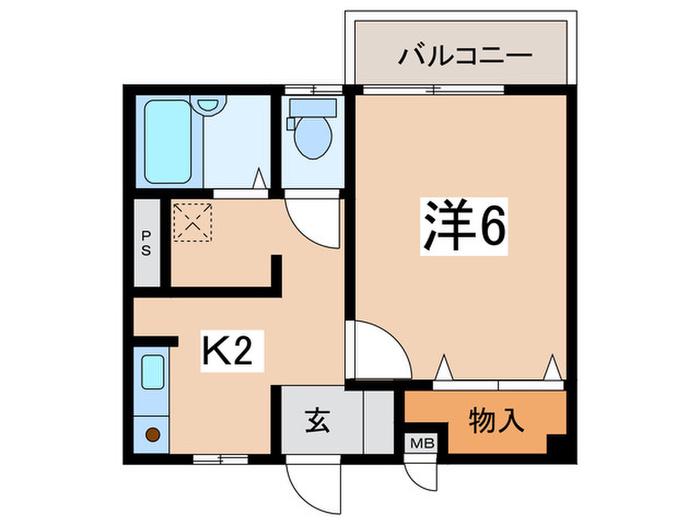 ミニヨンほたる(1K/2階)の間取り写真