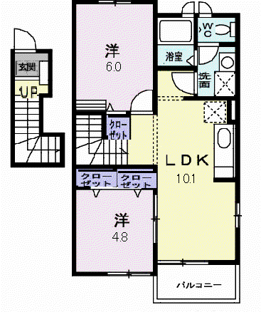 ノエル参番館(2LDK/2階)の間取り写真