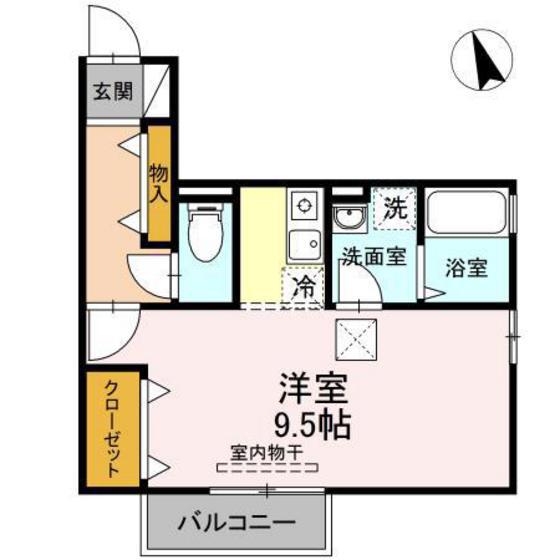 エクレール(ワンルーム/1階)の間取り写真