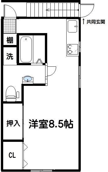 光陽荘(ワンルーム/2階)の間取り写真