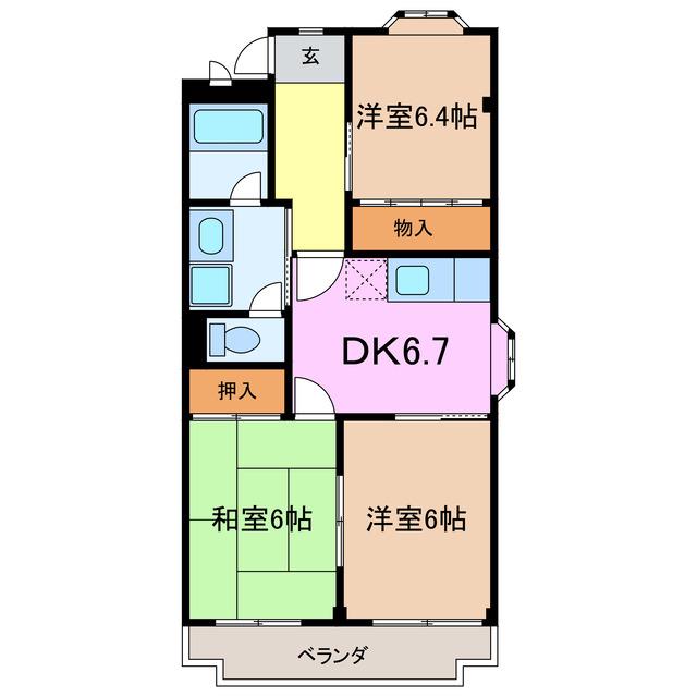 グリーンブリーズ洋(3DK/1階)の間取り写真