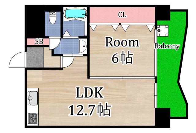 朝日プラザ大宝(1LDK/2階)の間取り写真