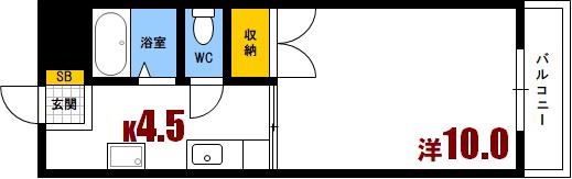 ブルックランズMビル(1K/3階)の間取り写真