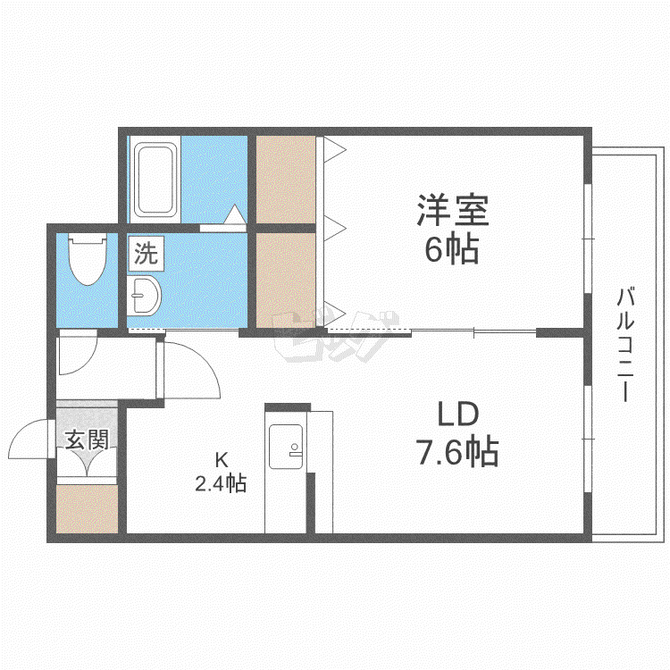 ドエル円山(1LDK/2階)の間取り写真