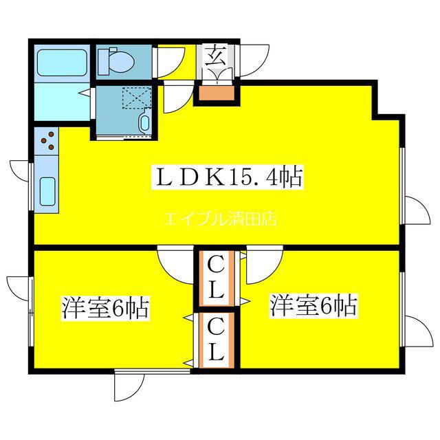 シンワパレス(2LDK/2階)の間取り写真