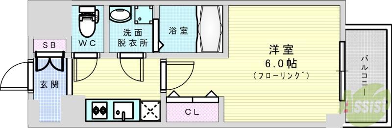 エスリードレジデンス新大阪プライム(1K/11階)の間取り写真