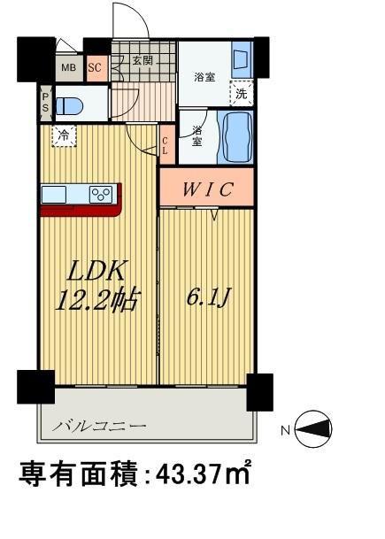 ライツ石原(1LDK/3階)の間取り写真