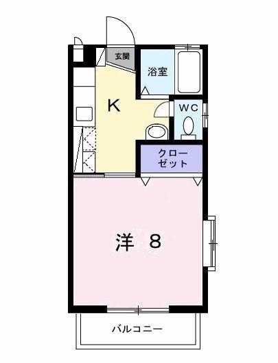 サンハイツ長者ヶ台B(1K/1階)の間取り写真