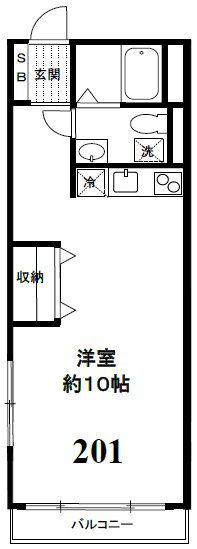 グロリアハイツ(ワンルーム/2階)の間取り写真