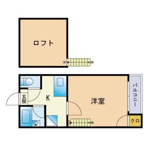ナディア唐人町(1K/1階)の間取り写真