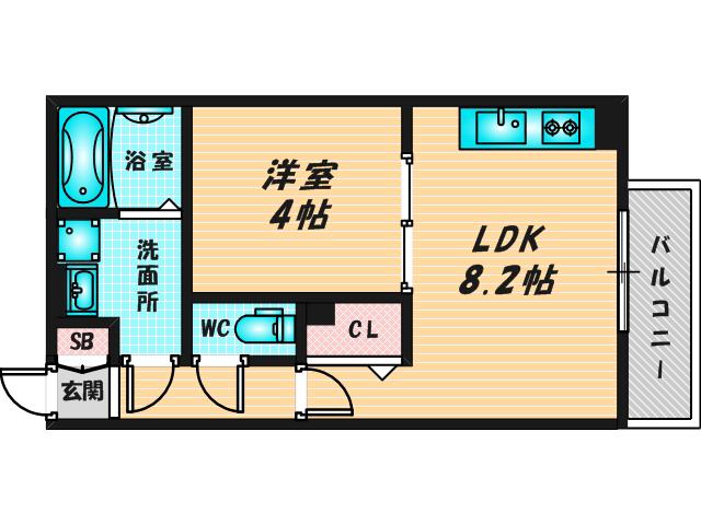 リトレ徳庵(1LDK/2階)の間取り写真