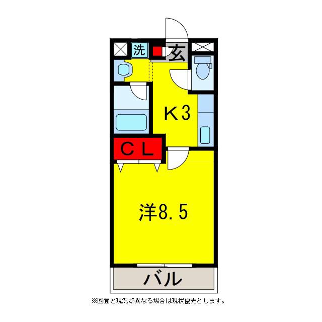 グレース八木3(1K/5階)の間取り写真