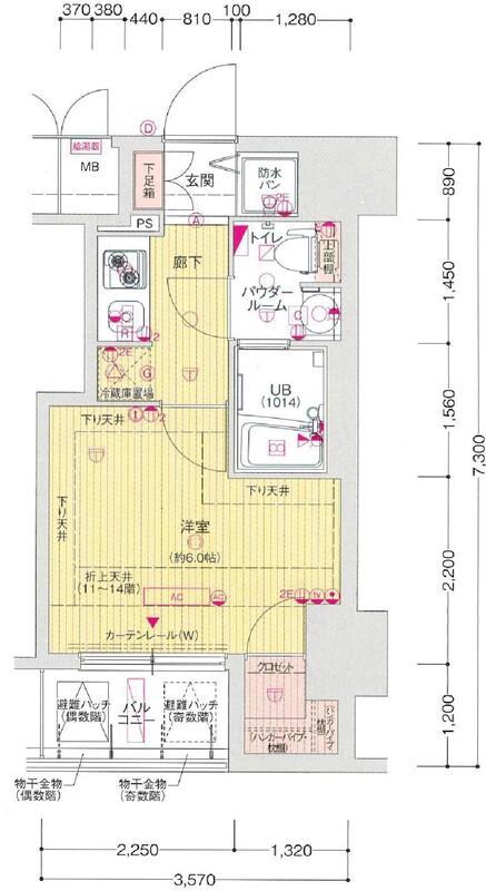 サムティ西長堀RIVERFRONT(1K/14階)の間取り写真