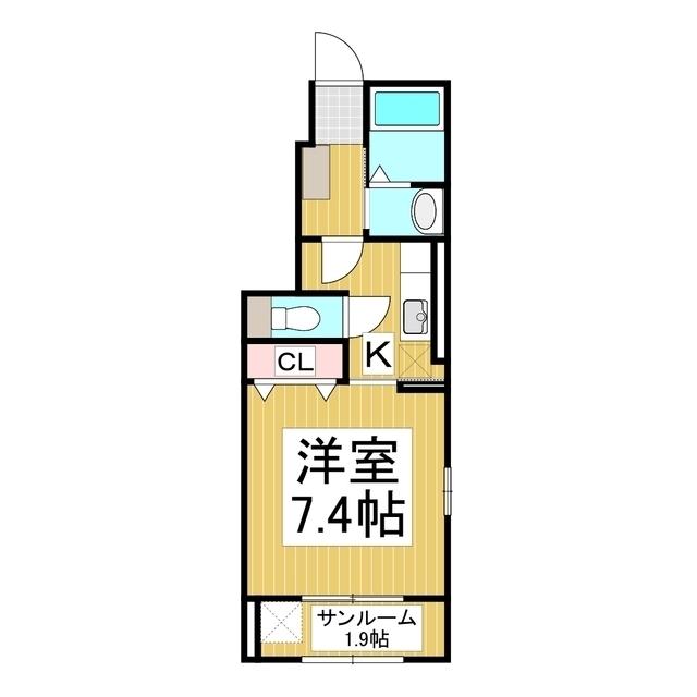 ライブタウンたかだ B(1K/1階)の間取り写真