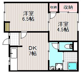 グリーンハイツ春木(2DK/1階)の間取り写真