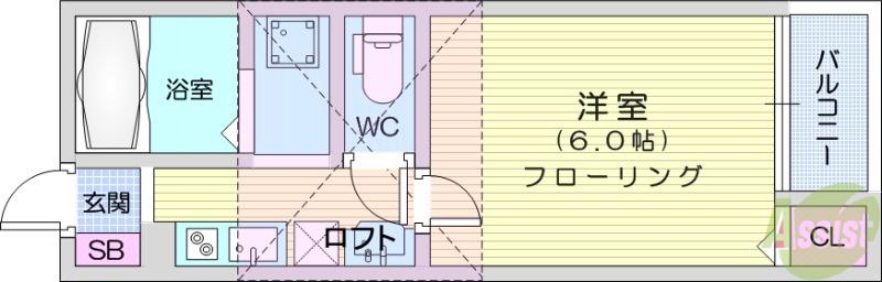 LINK STAGE旭ヶ丘(1K/1階)の間取り写真
