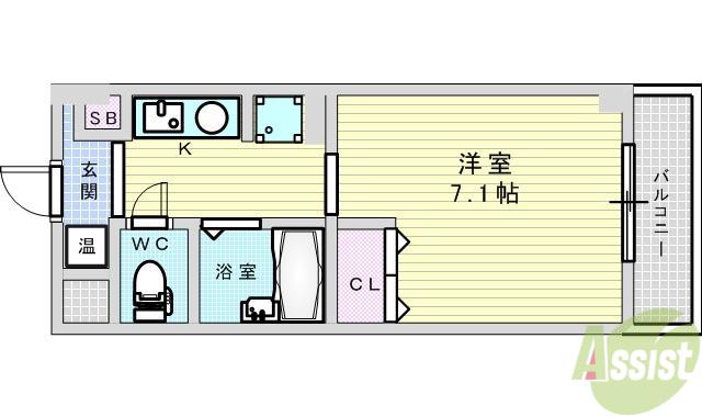 レコルテ千里中央(1K/1階)の間取り写真