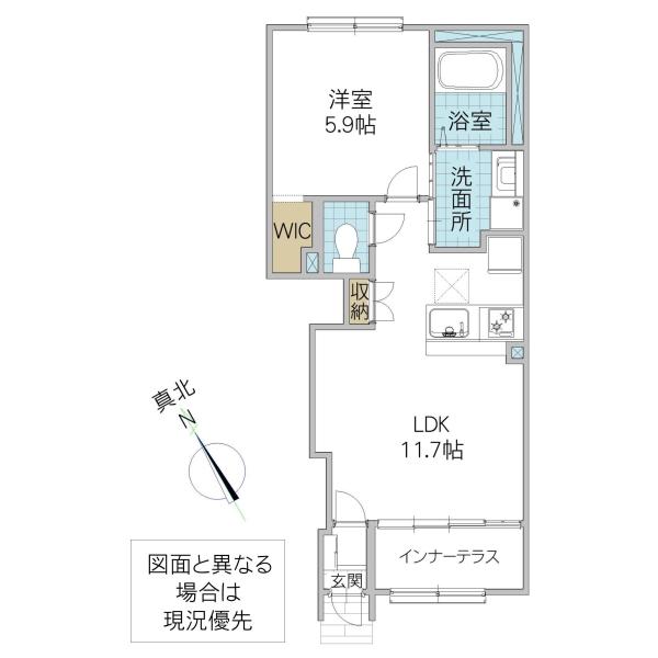 PRIMAVERINAB棟(1LDK/1階)の間取り写真