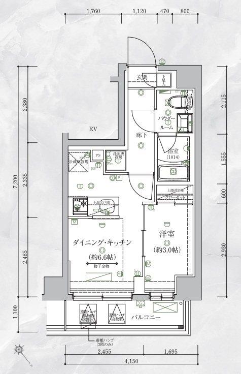 ヴォーガコルテ横濱市ヶ尾(1DK/2階)の間取り写真