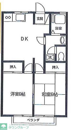 ナカノハイツ(2DK/1階)の間取り写真