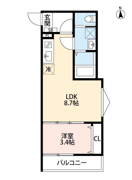 CRASTINE三橋(1LDK/1階)の間取り写真