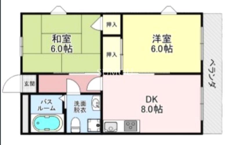 エレガンス桜の町(2DK/3階)の間取り写真