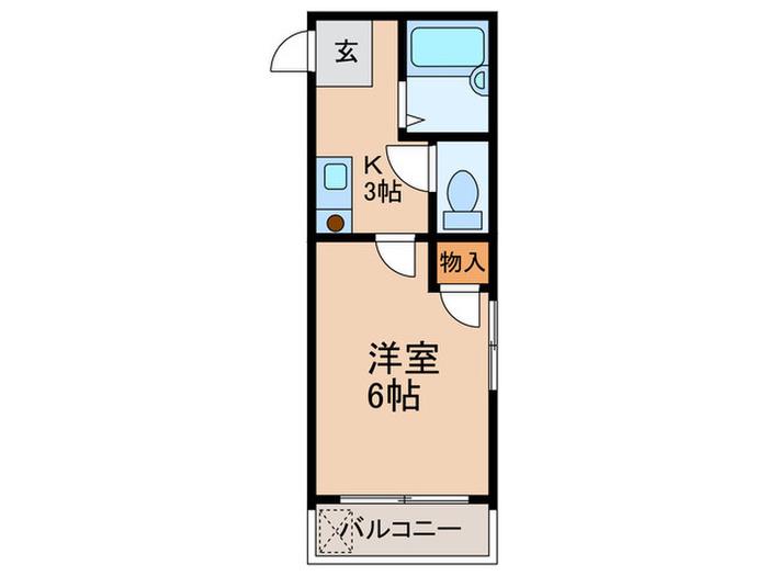 フレアK(1K/3階)の間取り写真