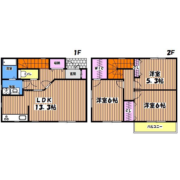 フレッサC(3LDK/1階)の間取り写真