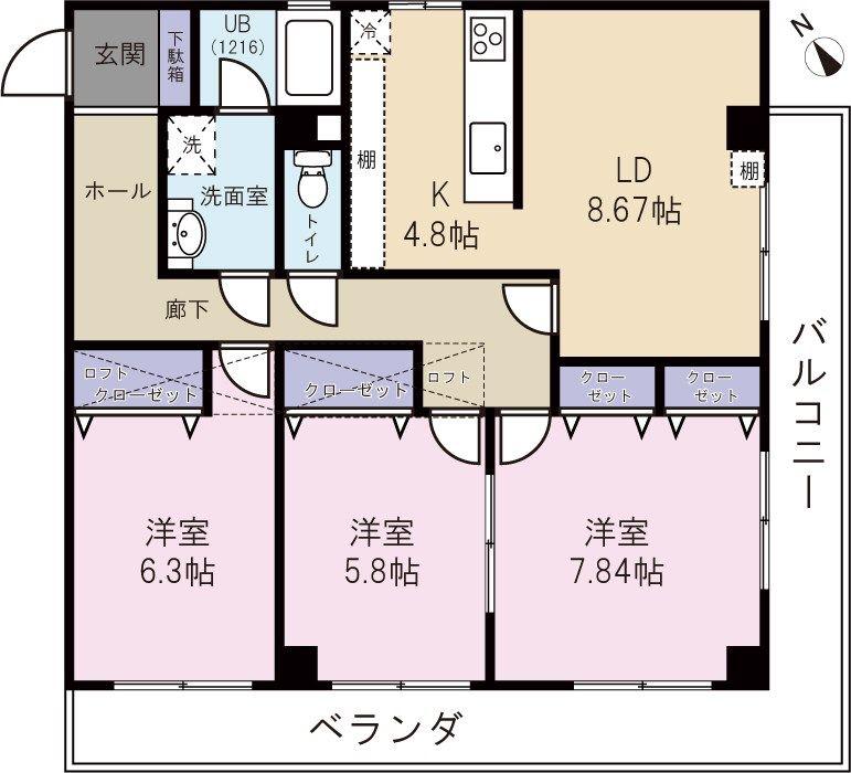 プリモ・アモーレ(3LDK/3階)の間取り写真