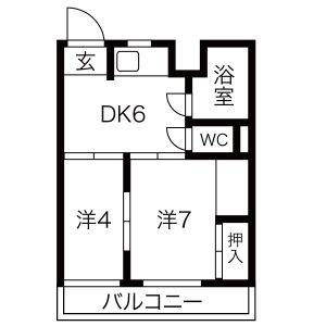 フラット大曽根(2DK/2階)の間取り写真