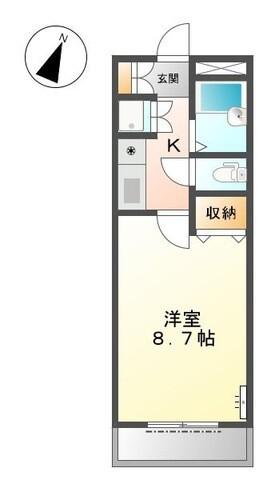 プロニティ(1K/2階)の間取り写真