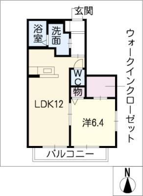 ウェスティンハウス B棟(1LDK/1階)の間取り写真