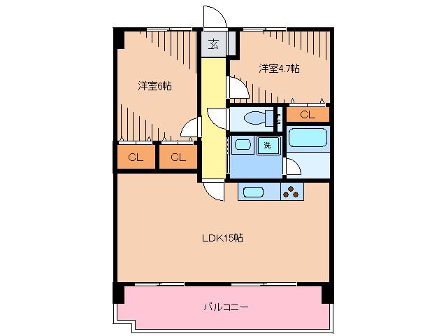 スタアシオン海の中道パークサイド(2LDK/2階)の間取り写真