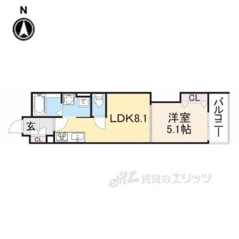 クリエオーレ菱江Ⅱ(1LDK/2階)の間取り写真