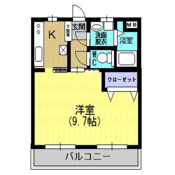 セラ・キューブ(1K/2階)の間取り写真
