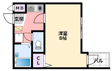 ルミエール甲子園(1K/2階)の間取り写真