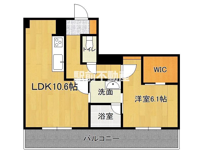 西新ステラレジデンス(1LDK/2階)の間取り写真