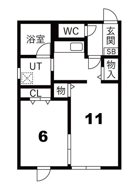 なごみハウス新富I(1LDK/1階)の間取り写真